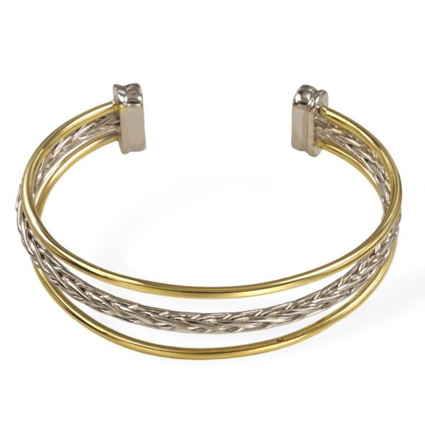 TWO TONE CUFF METAL BRACELET