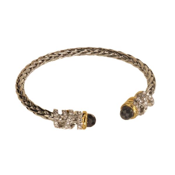 TWO TONE PONYTAIL CRYSTAL CUFF BRACELET