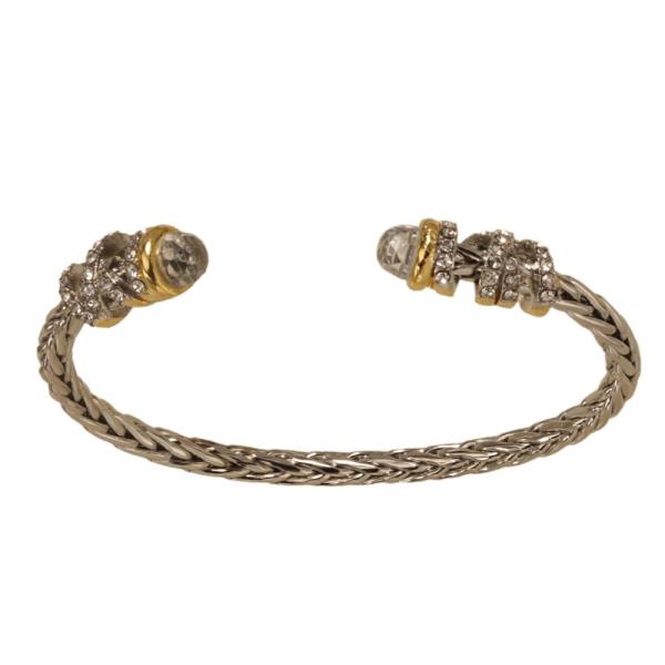 TWO TONE PONYTAIL CRYSTAL CUFF BRACELET