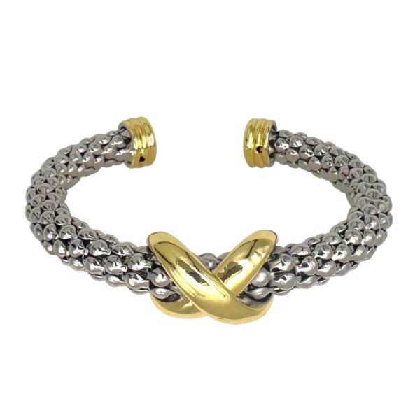 CRISS CROSS TWO TONE CUFF BRACELET