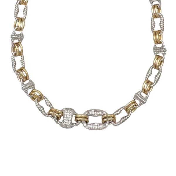 TWO TONE CZ PAVE NECKLACE