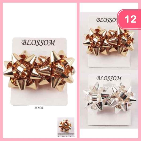 CHRISTMAS BOW POST EARRINGS (12 UNITS)