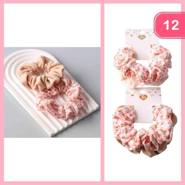 COTTAGE FLORAL DUAL HAIR SCRUNCHIE (12 UNITS)