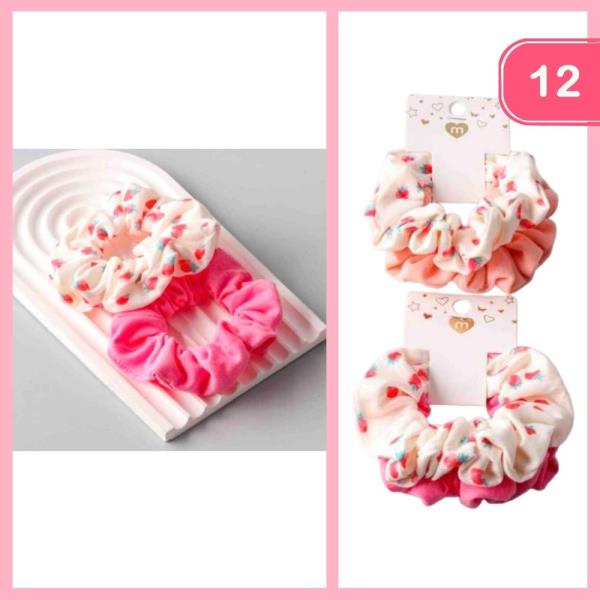 STRAWBERRY COTTON DUAL HAIR SCRUNCHIE (12 UNITS)