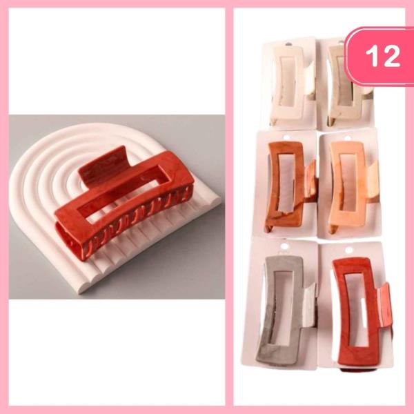 MARBLED RECTANGLE HAIR CLAW CLIP (12 UNITS)