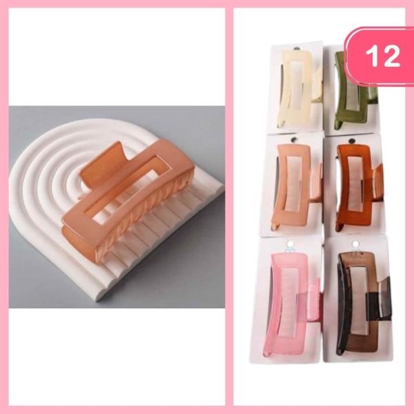 OPAQUE RECTANGLE HAIR CLAW CLIP (12 UNITS)