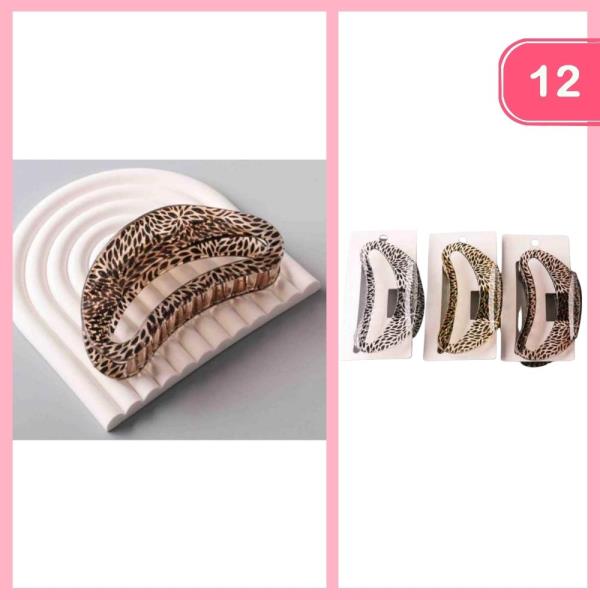 ANIMAL SPOTTED HANDLE HAIR CLAW CLIP (12 UNITS)