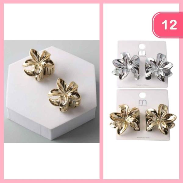 METALLIC DUAL HAIR CLAW CLIP (12 UNITS)