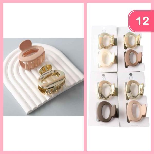 METALLIC MATTE OVAL HAIR CLAW CLIP (12 UNITS)