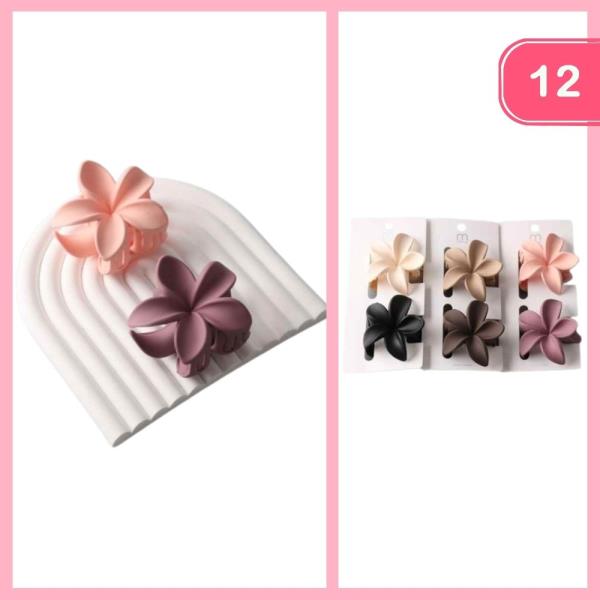 MATTE DUAL PLUMERIA HAIR CLAW CLIP (12 UNITS)