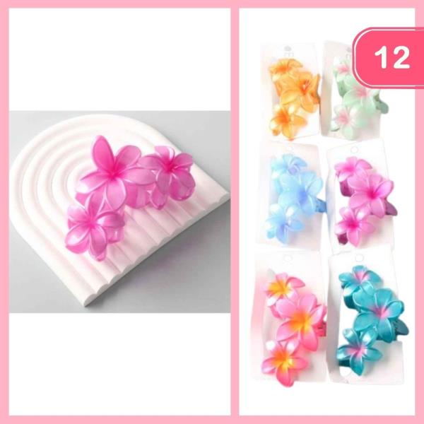 OMBRE TRIPLE HIBISCUS HAIR CLAW CLIP (12 UNITS)