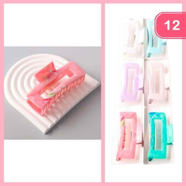 SWIRLED PLASTIC HAIR CLAW CLIP (12 UNITS)