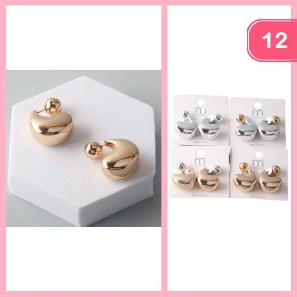 CHUNKY WRAP BEAD BACK EARRING (12 UNITS)