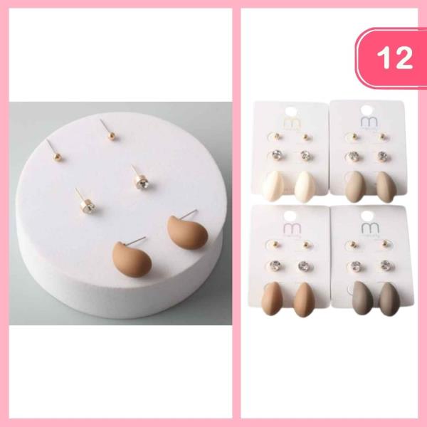 MATTE TEARDROP EARRING (12 UNITS)