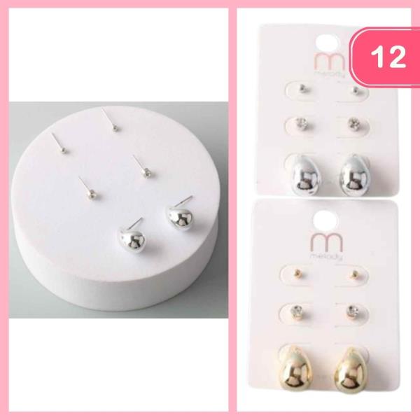 CHUNKY TEARDROP EARRING SET (12 UNITS)