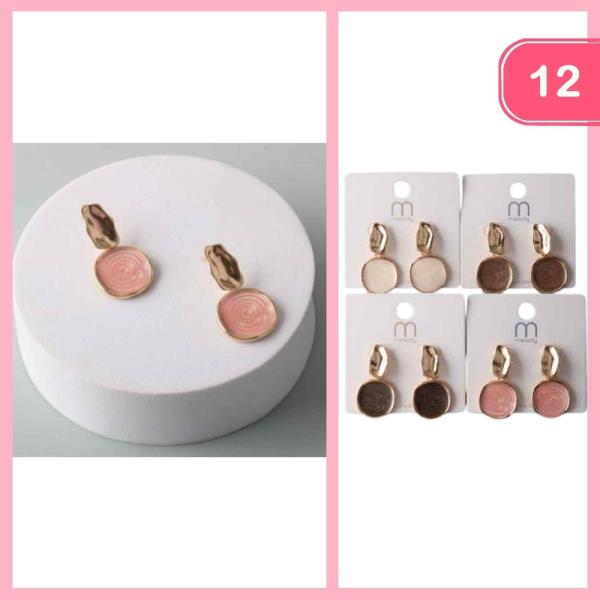 ENAMEL CIRCLE HAMMERED EARRING (12 UNITS)