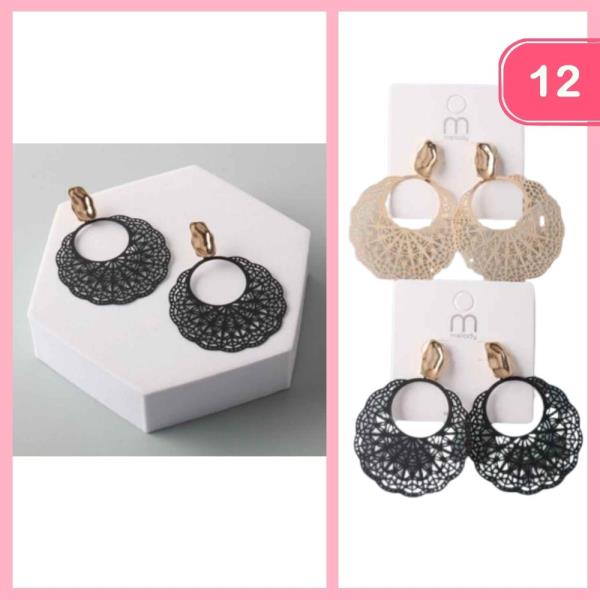 FILIGREE MANDALA FAN DROP EARRING (12 UNITS)