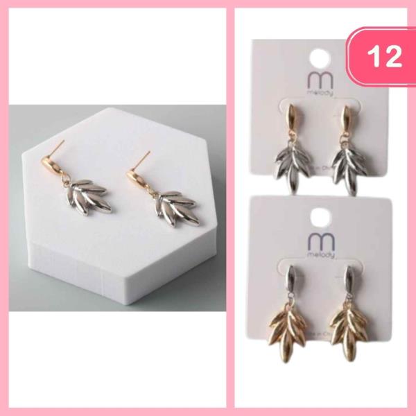 METAL LEAFLET DROP MARQUISE EARRING (12 UNITS)