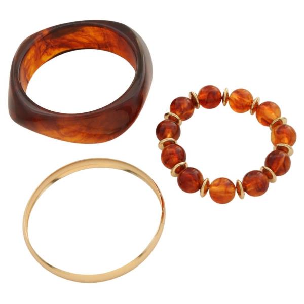 ACRYLIC BEAD MIXED TEXTURED METAL BRACELET