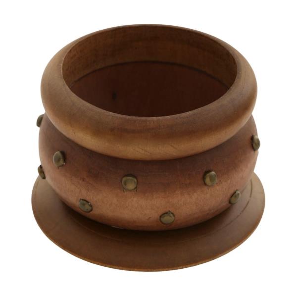 WOODEN STUDDED STACKED BANGLE BRACELET SET