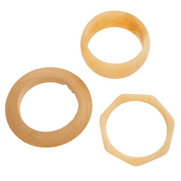 WOODEN RESIN MIXED BANGLE BRACELET SET