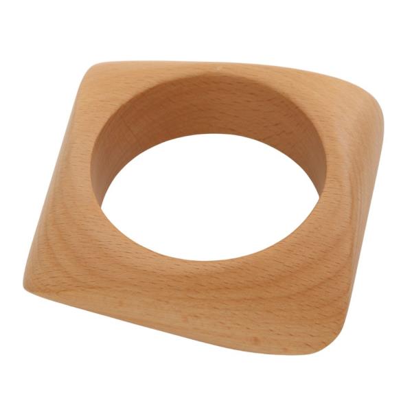 SQUARE SHAPE WOOD BANGLE BRACELET