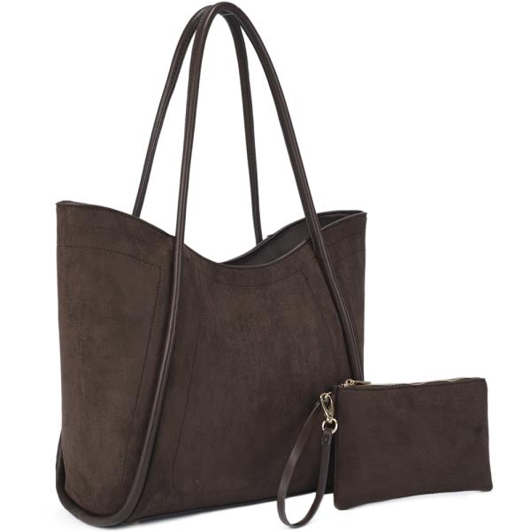 2IN1 TEXTURED SHOULDER TOTE BAG W CLUTCH SET