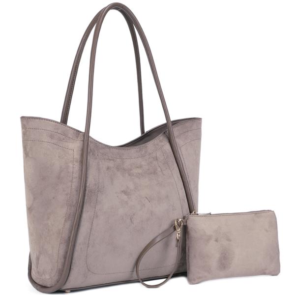 2IN1 TEXTURED SHOULDER TOTE BAG W CLUTCH SET