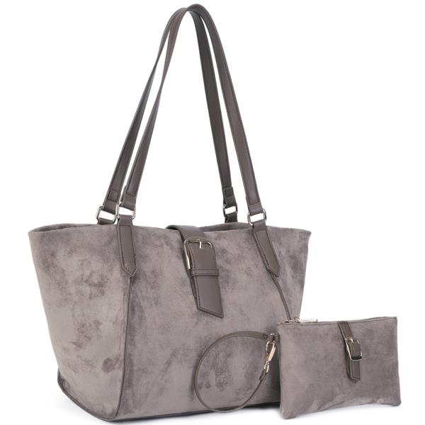 2IN1 BUCKLE DESIGN SHOULDER TOTE BAG W CLUTCH SET
