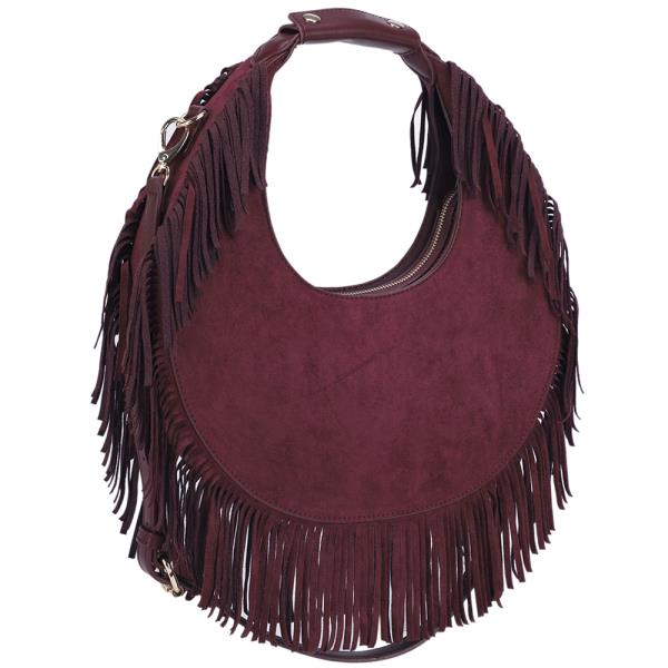 ROUND FRINGE HOBO BAG