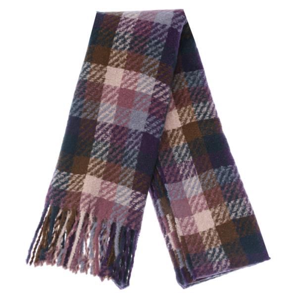 PLAID PATTERN FRINGE OBLONG SCARF