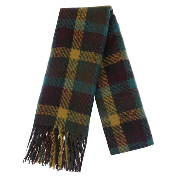 PLAID PATTERN FRINGE OBLONG SCARF