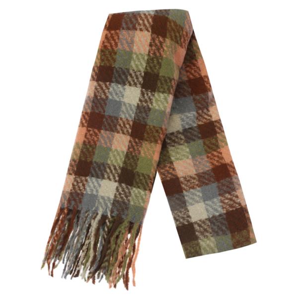 PLAID PATTERN FRINGE OBLONG SCARF