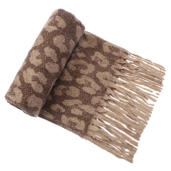 LEOPARD PATTERN FRINGE OBLONG SCARF