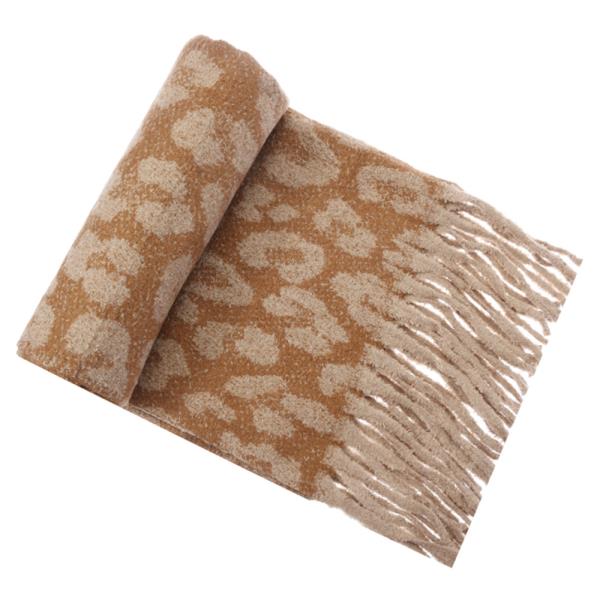 LEOPARD PATTERN FRINGE OBLONG SCARF