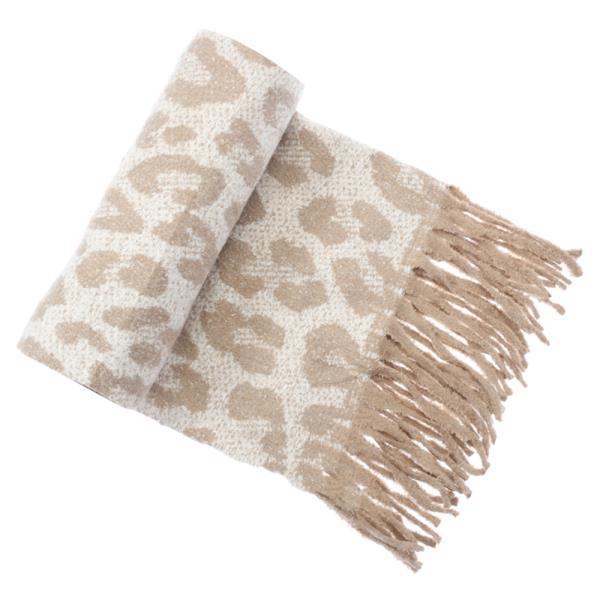 LEOPARD PATTERN FRINGE OBLONG SCARF