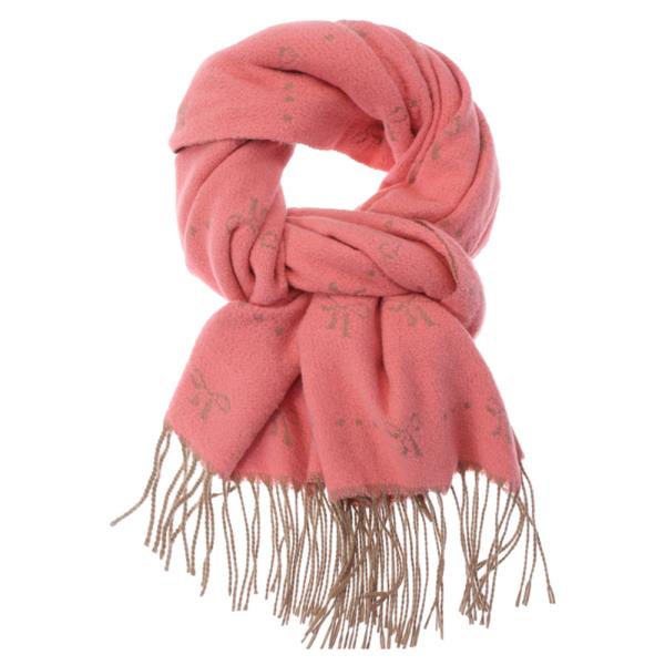 SOFT RIBBON PATTERN FRINGE OBLONG SCARF