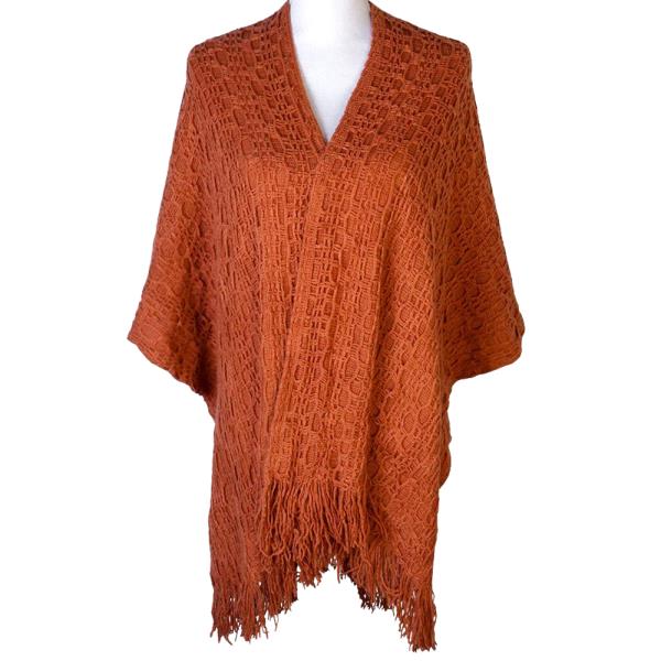 KNIT DESIGN FRINGE PONCHO