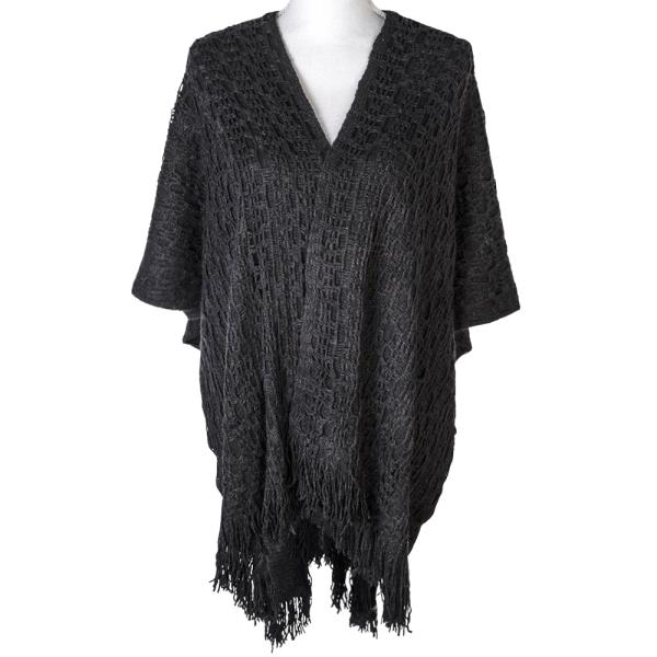 KNIT DESIGN FRINGE PONCHO