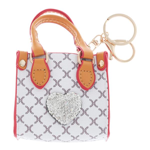 HEART ACCENT MINI TOTE BAG CHARM KEYCHAIN