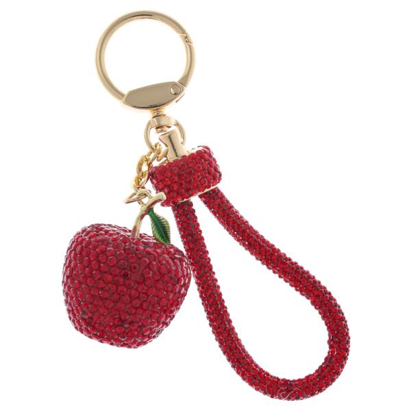 RHINESTONE APPLE CHARM BAG CHARM KEYCHAIN