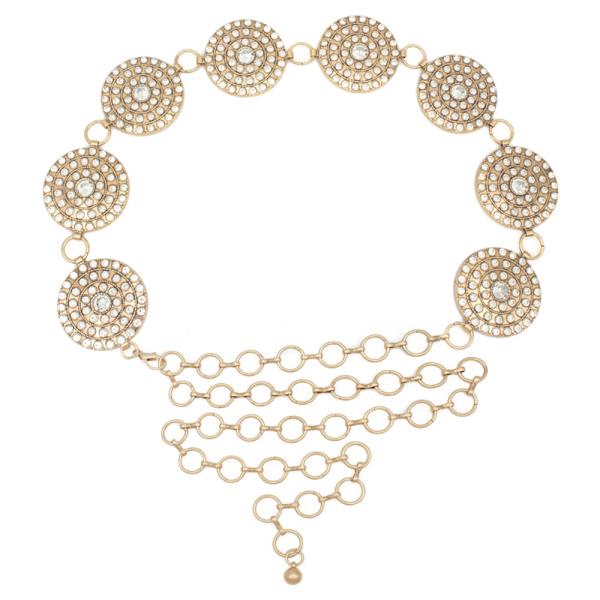RHINESTONE DISC WHEEL CHAIN BELT