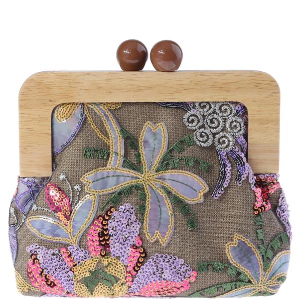 LEAF AND FLOWER DESIGN EVENING CLUTCH