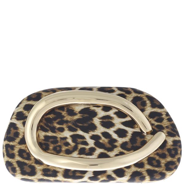 FASHION ANIMAL PRINT FRONT METAL DESIGN EVENING CLUTCH