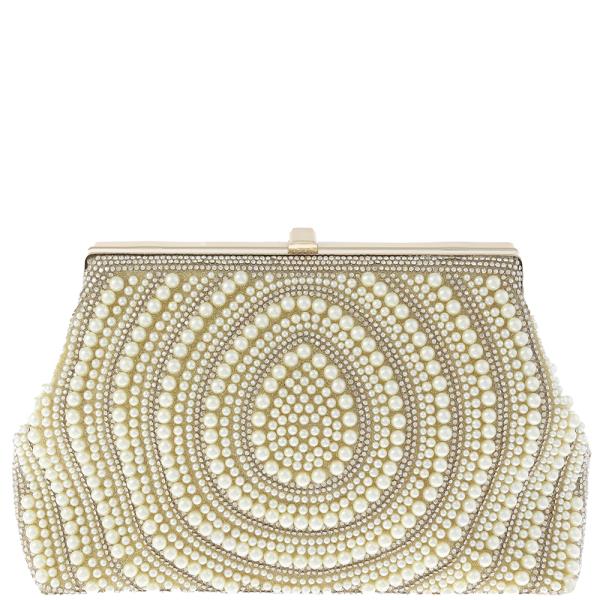 RHINESTONE PEARL DESIGN EVENING CLUTCH