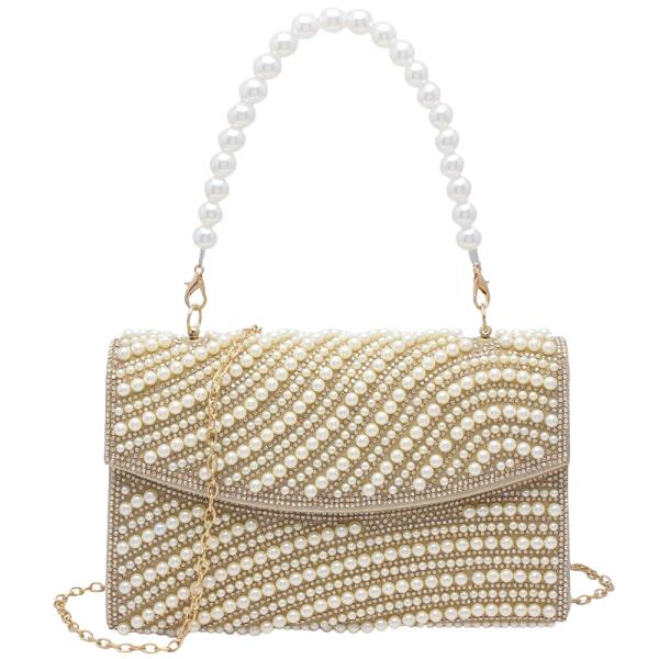 RHINESTONE PEARL DESIGN EVENING CLUTCH