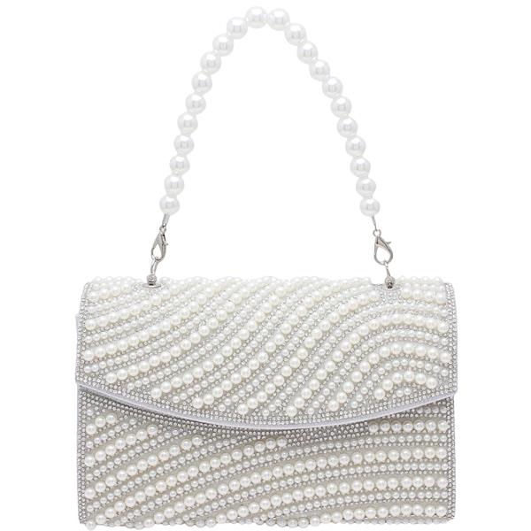 RHINESTONE PEARL DESIGN EVENING CLUTCH