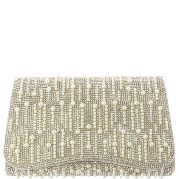 RHINESTONE PEARL DESIGN EVENING CLUTCH