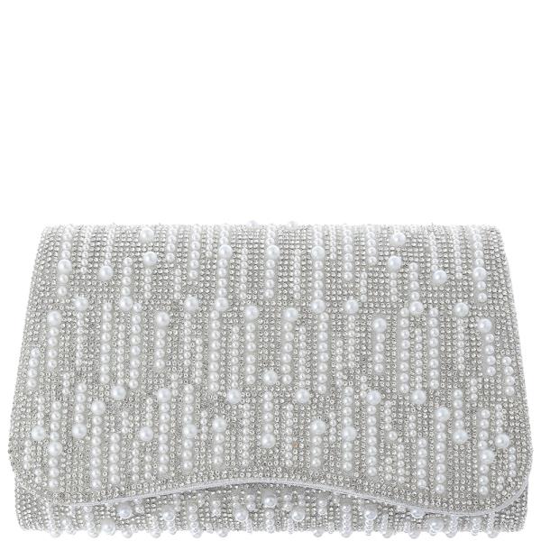 RHINESTONE PEARL DESIGN EVENING CLUTCH