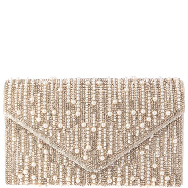 FASHION RHINESTONE PEARL DESIGN EVENING CLUTCH